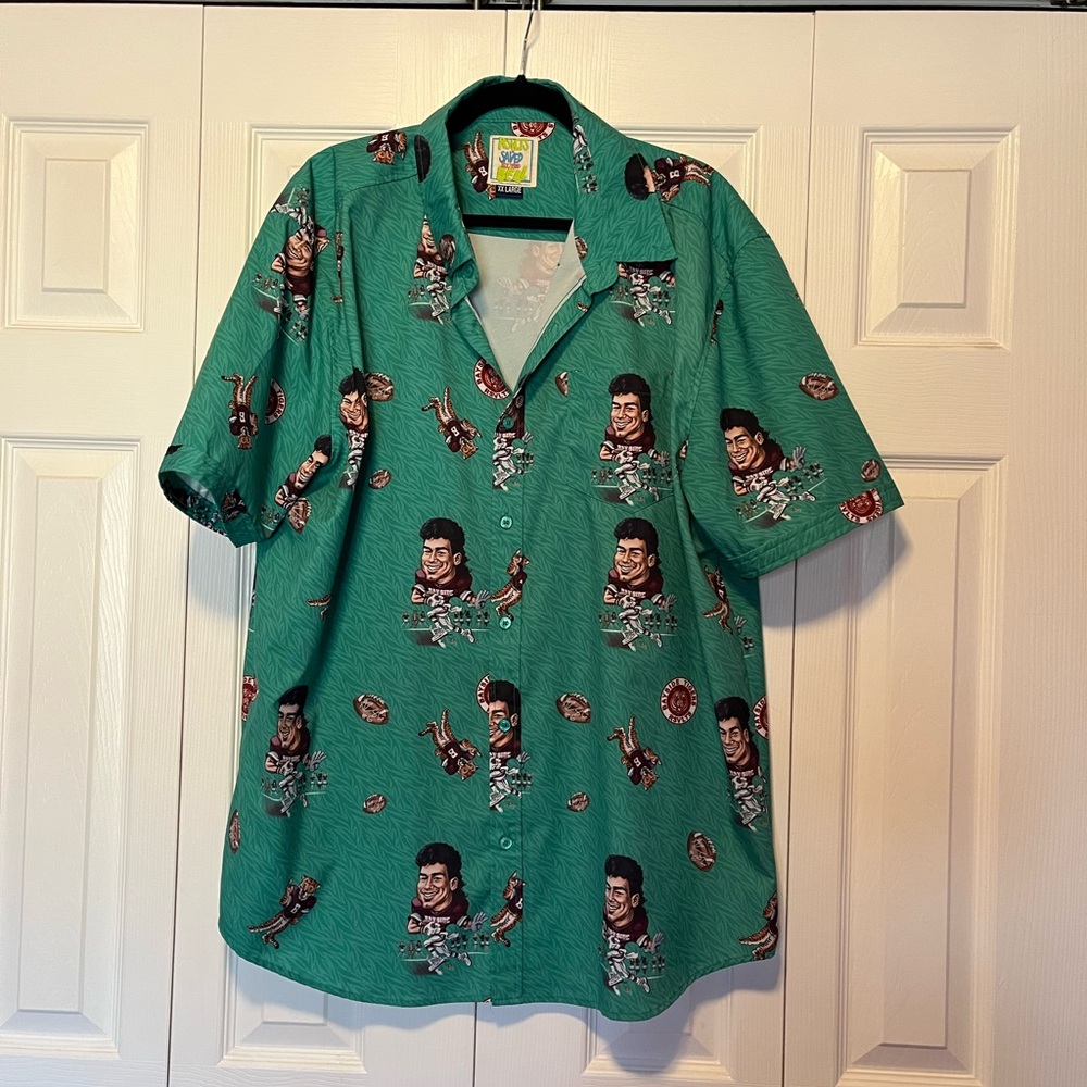 RSVLTS Green Graphic Casual Button Down Shirt